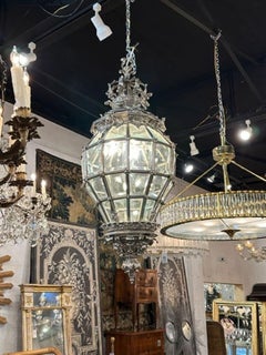 French Belle Epoch Silver over Bronze Lantern