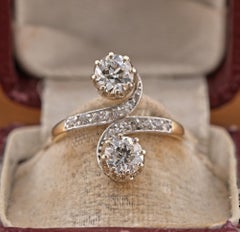 French Belle Epoque 1.30 Ct Diamond Plus You & Me Ring