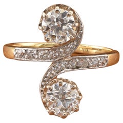Antique French Belle Epoque 1.30 Ct Diamond Plus You & Me Ring 
