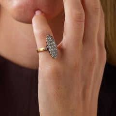 Bague « navette » de la Belle Époque française, en or jaune 18 carats et platine, sertie d'un diamant de 1,60 carat