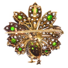Französische Brosche und Anhänger aus 18-karätigem Gold mit grünem Granat im Stil der Belle Époque