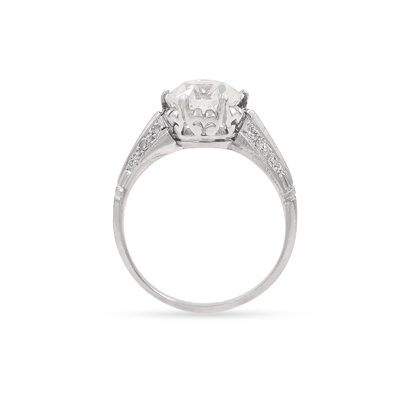 Edwardian French Belle Epoque 2.00 Carat Gia Old European Cut Diamond Engagement Ring For Sale