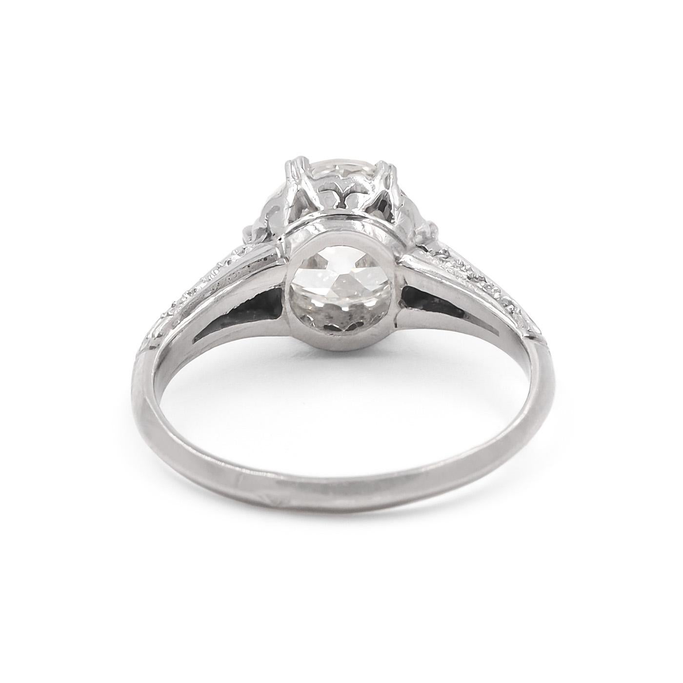 French Belle Epoque 2.00 Carat Gia Old European Cut Diamond Engagement Ring In Excellent Condition For Sale In Los Angeles, CA
