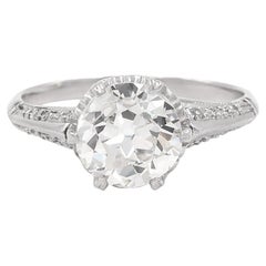 French Belle Epoque 2.00 Carat Gia Old European Cut Diamond Engagement Ring