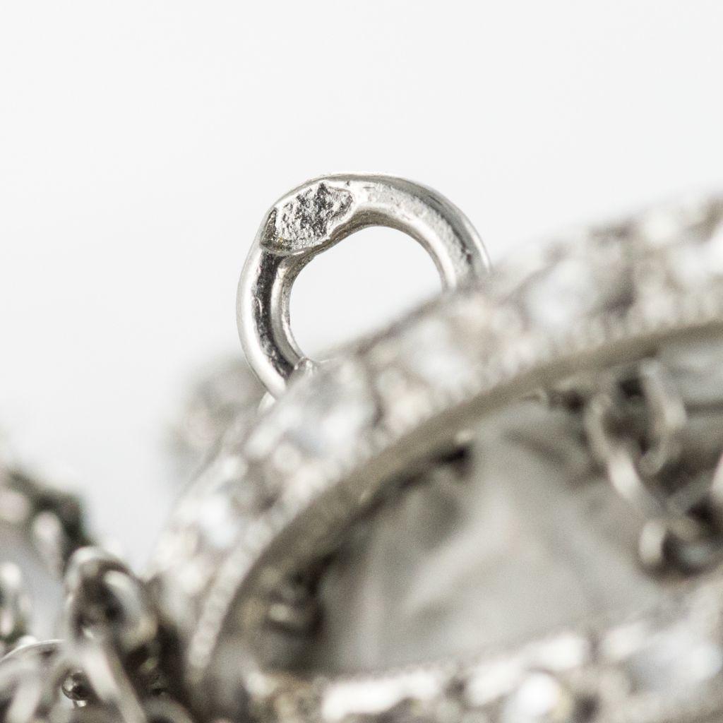 French Belle Époque 2.06 Carat Diamond Pendant Chain Neglige Necklace 10