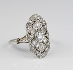 French Belle Époque 2.35 Carat Diamond Platinum Panel Ring