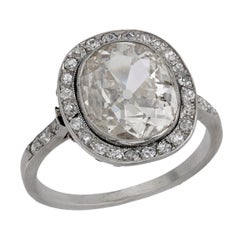 French Belle Epoque 2.50 carat old mine cut diamond platinum engagement ring