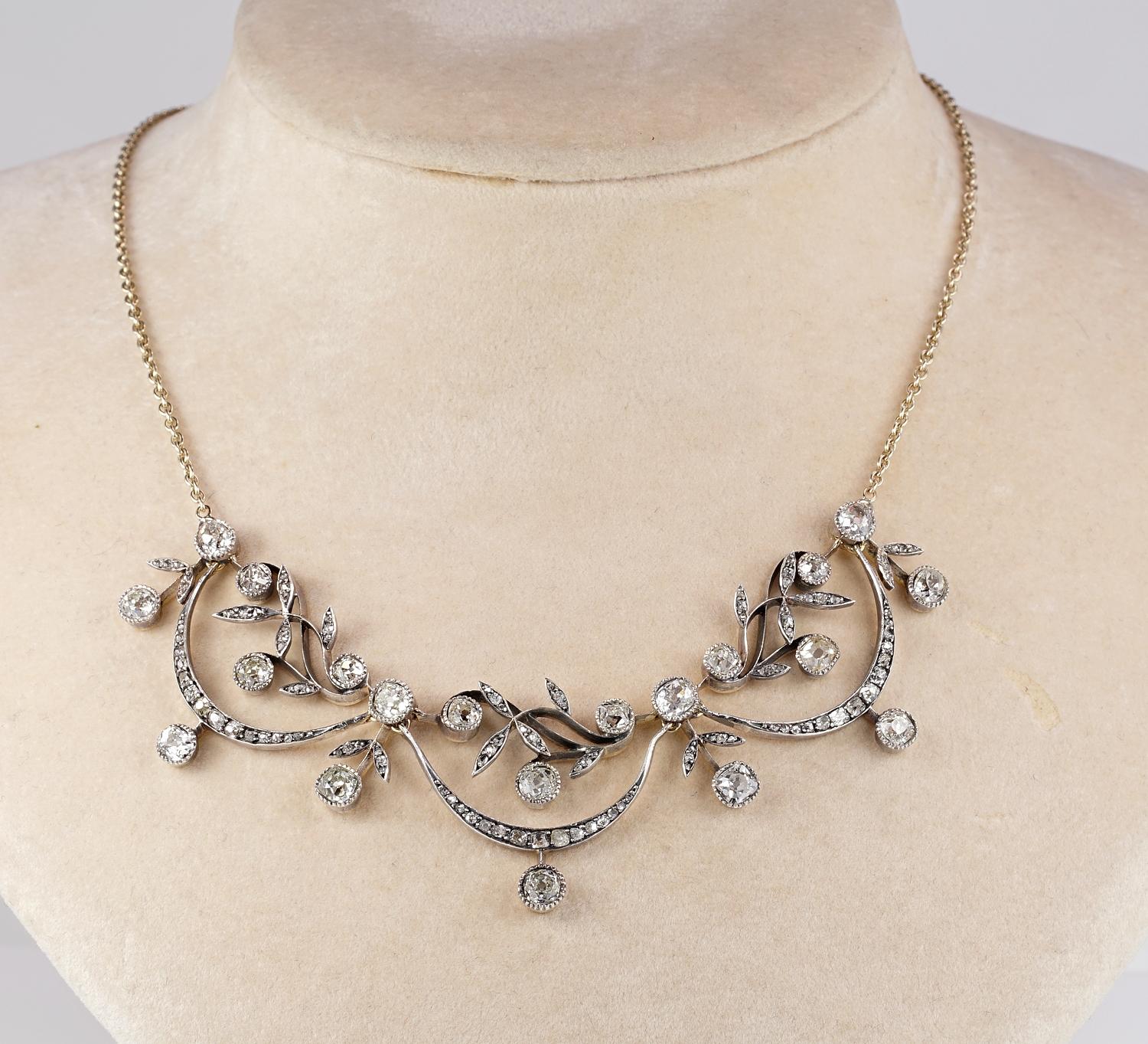 Homage to femininity

Emphatically Edwardian, this French Diamond necklace contains refined elegance and majestic workmanship of the Belle Epoque era

Delicacy in the rare design takes life with the amazing Diamond setting it has projecting a huge