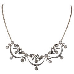 French Belle Époque 7.0 Carat Old Mine Cut Diamond Stunning Necklace