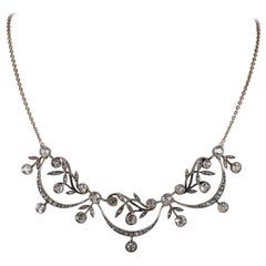 French Belle Époque 7.0 Carat Old Mine Cut Diamond Stunning Necklace