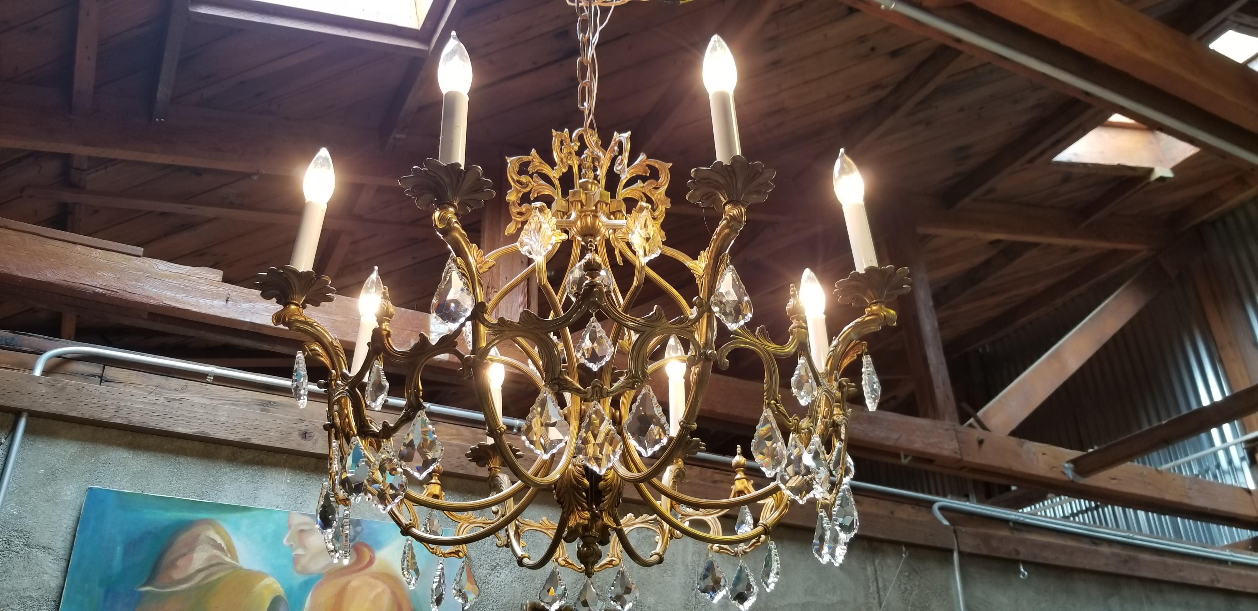 French Belle Epoque 8-Light Chandelier, Early 1900s For Sale 4