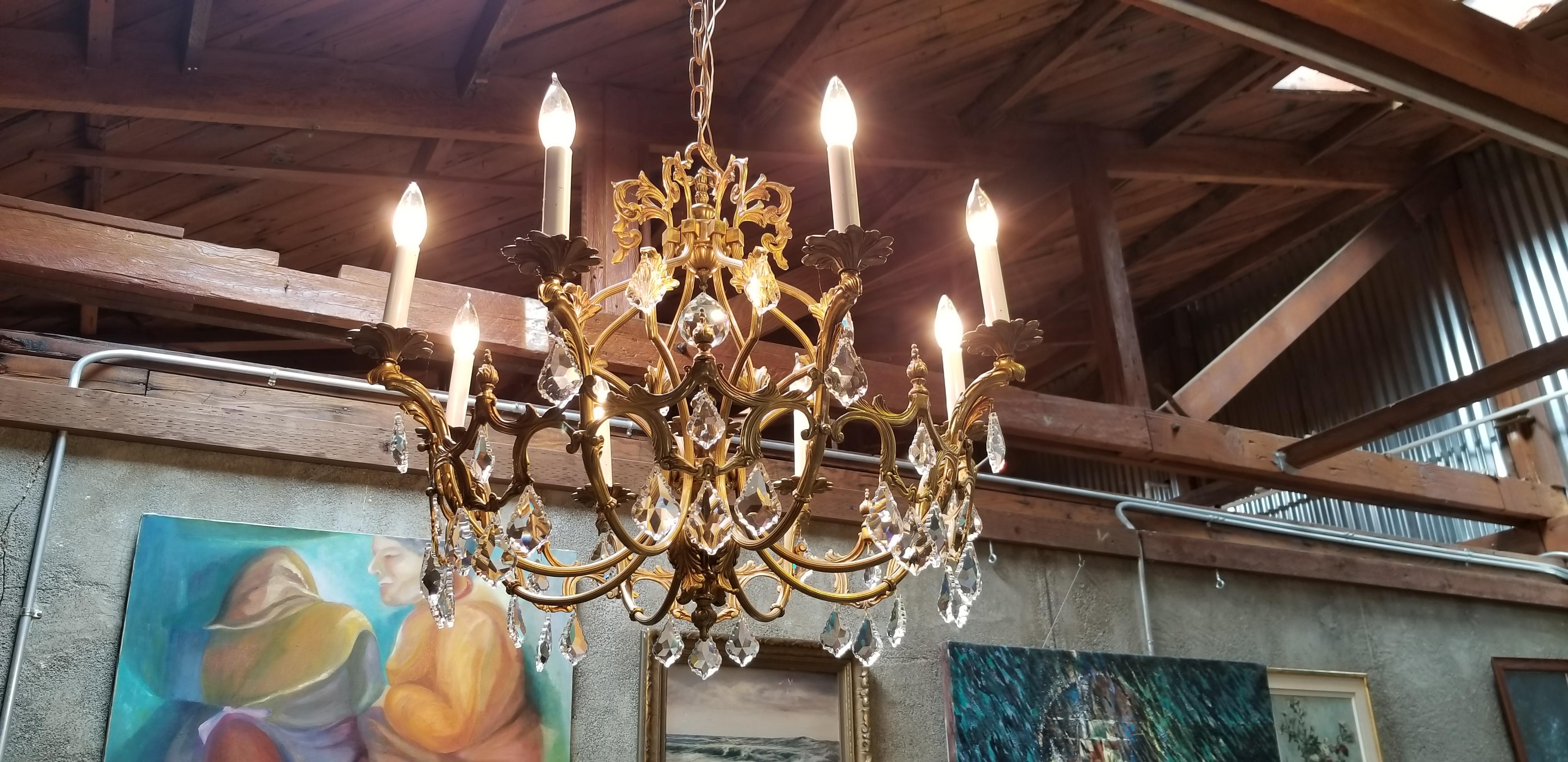 20th Century French Belle Epoque 8-Light Chandelier, Early 1900s For Sale