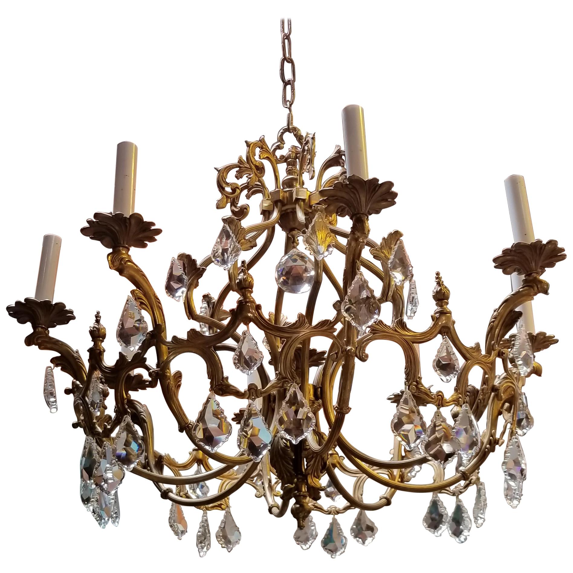 French Belle Epoque 8-Light Chandelier, Early 1900s For Sale