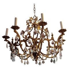 Antique French Belle Epoque 8-Light Chandelier, Early 1900s