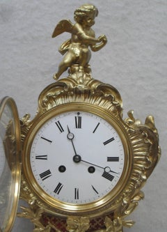 French Belle Epoque Brass and Gilt Rococo Style Mantel Clock