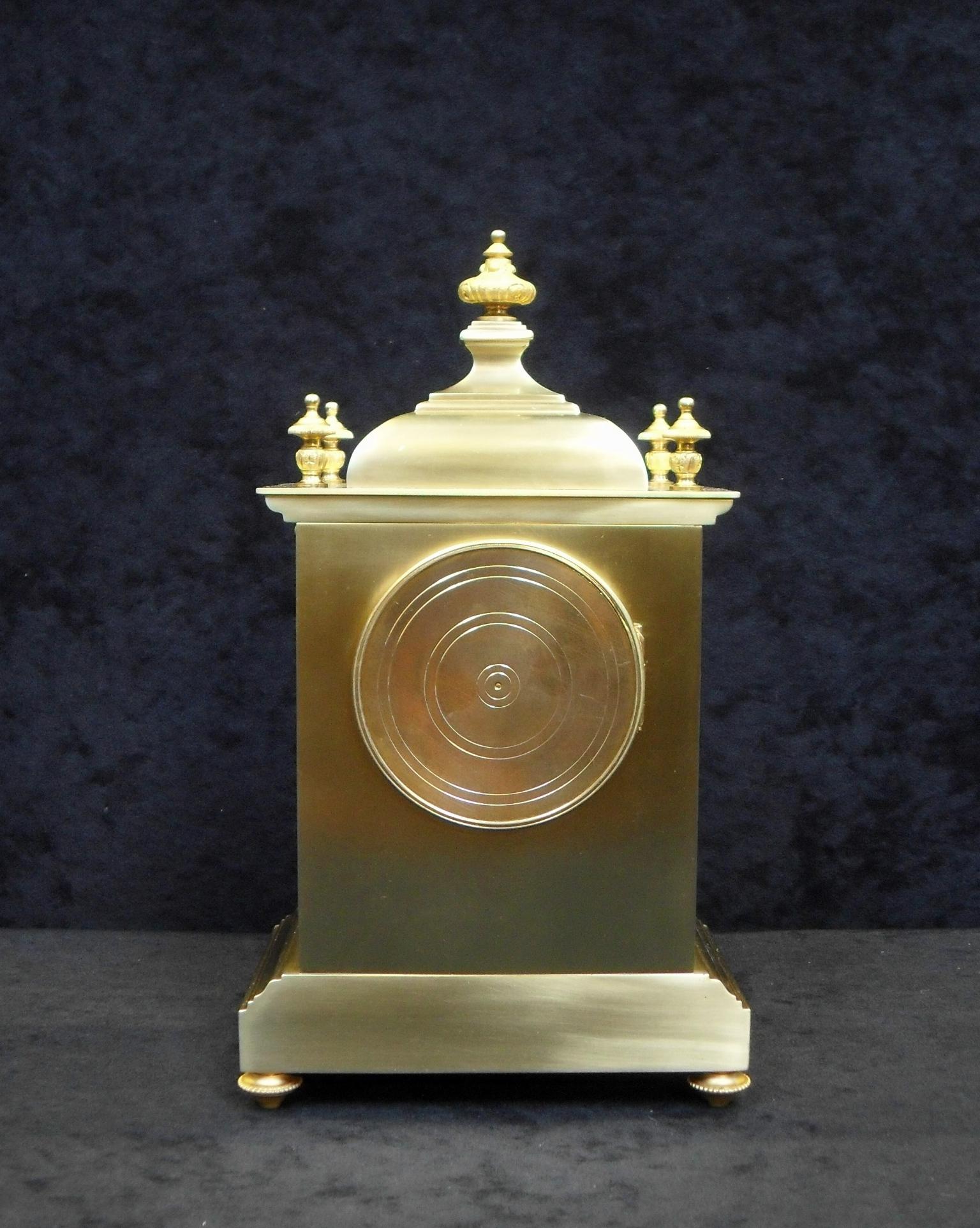 French Belle Époque Brass and Porcelain Mantel Clock 4