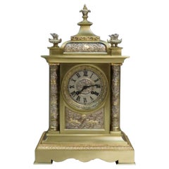 Antique French Belle Époque Brass and Silver Gilt Mantel Clock