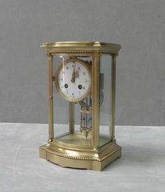 French Belle Époque Brass Four-Glass Mantel Clock by Japy Freres