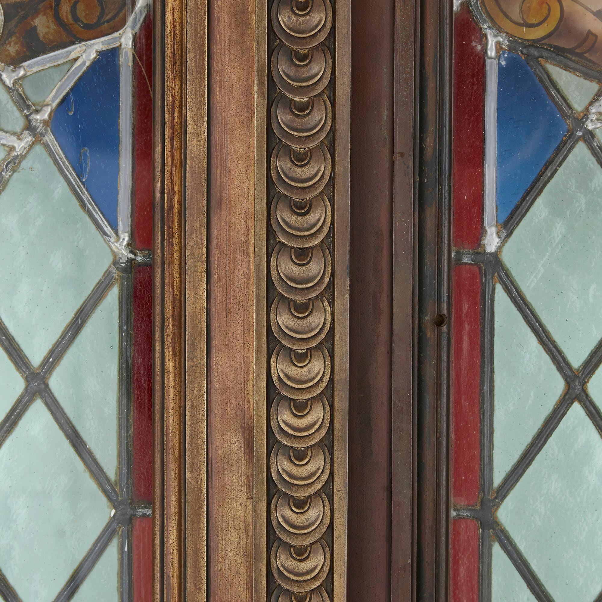 French Belle Époque Bronze and Stained Glass Doors In Good Condition For Sale In London, GB