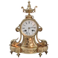 Antique French Belle Epoque Bronze Gilt Mantel Clock
