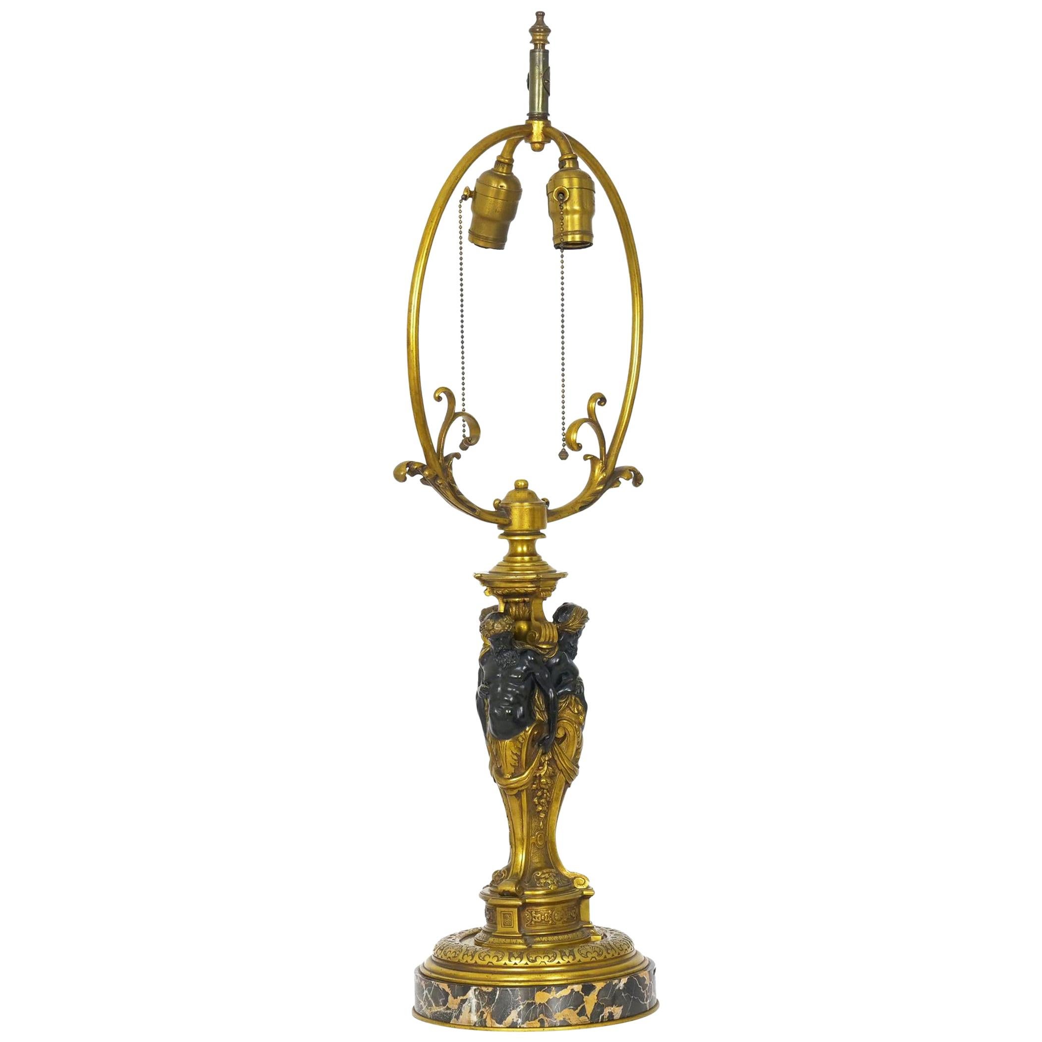 French Belle Époque Bronze Table Lamp
