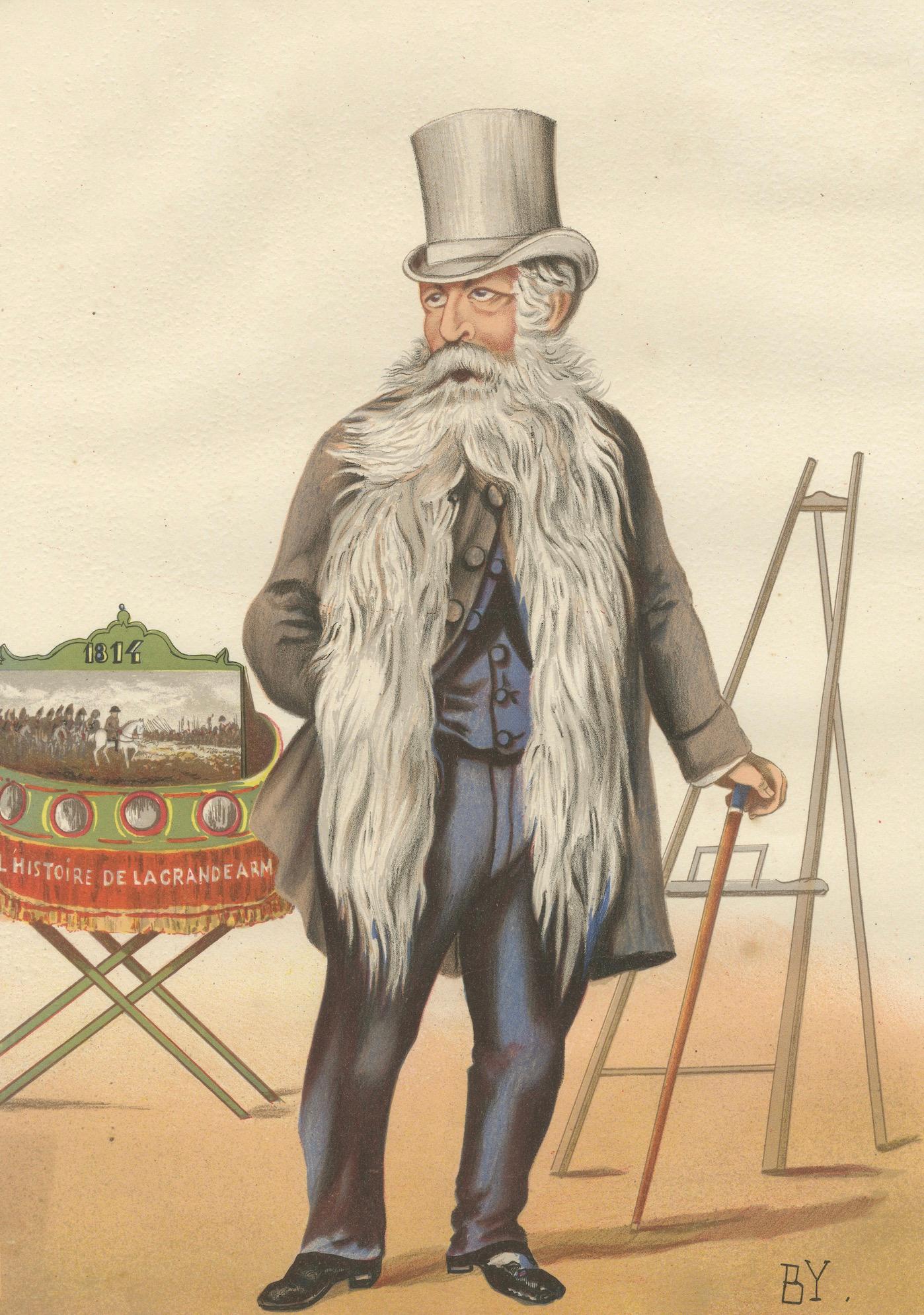 French Belle Époque Caricature, Meissonier Chromolithograph, Album Comique, 1884