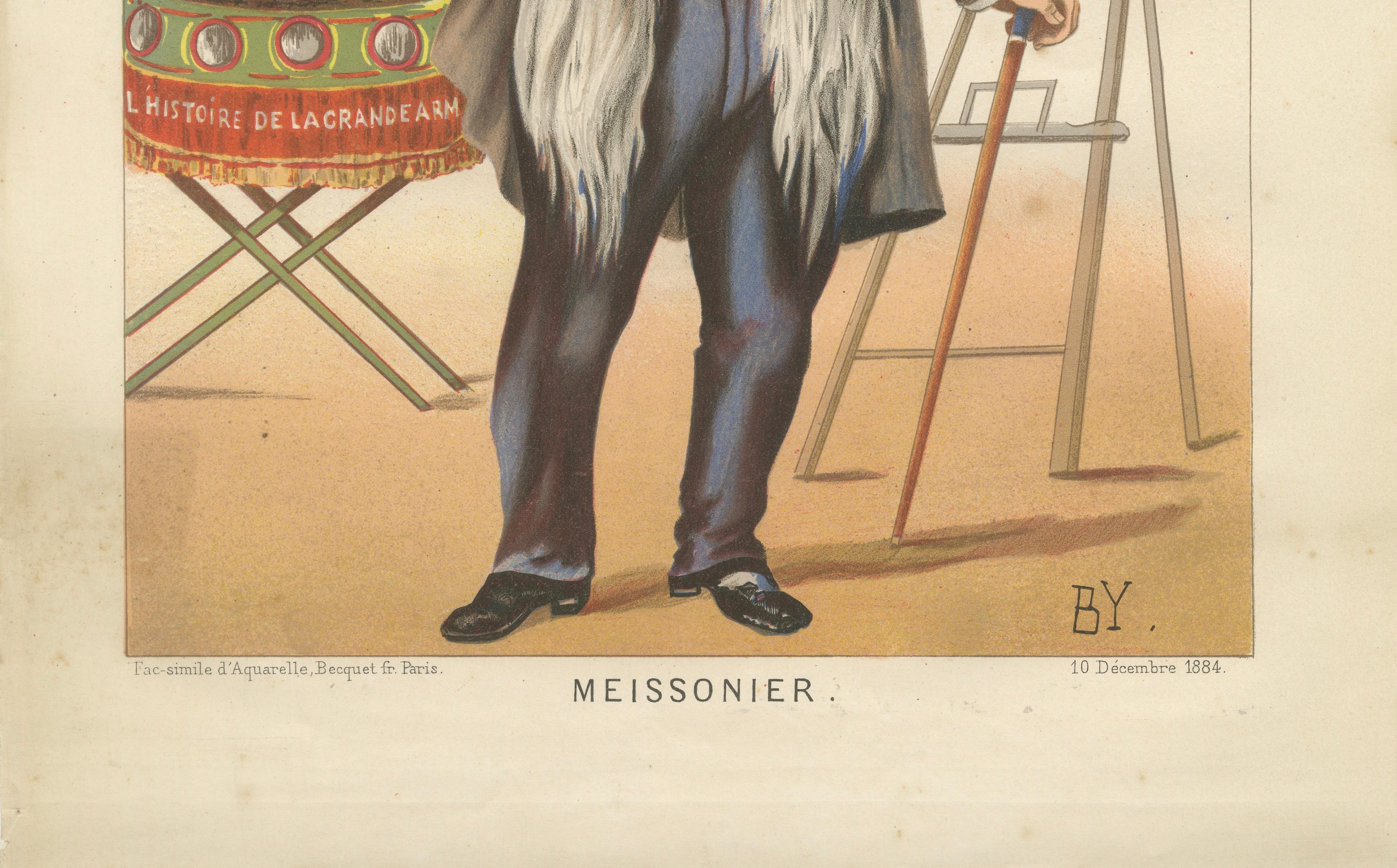 French Belle Époque Caricature, Meissonier Chromolithograph, Album Comique, 1884