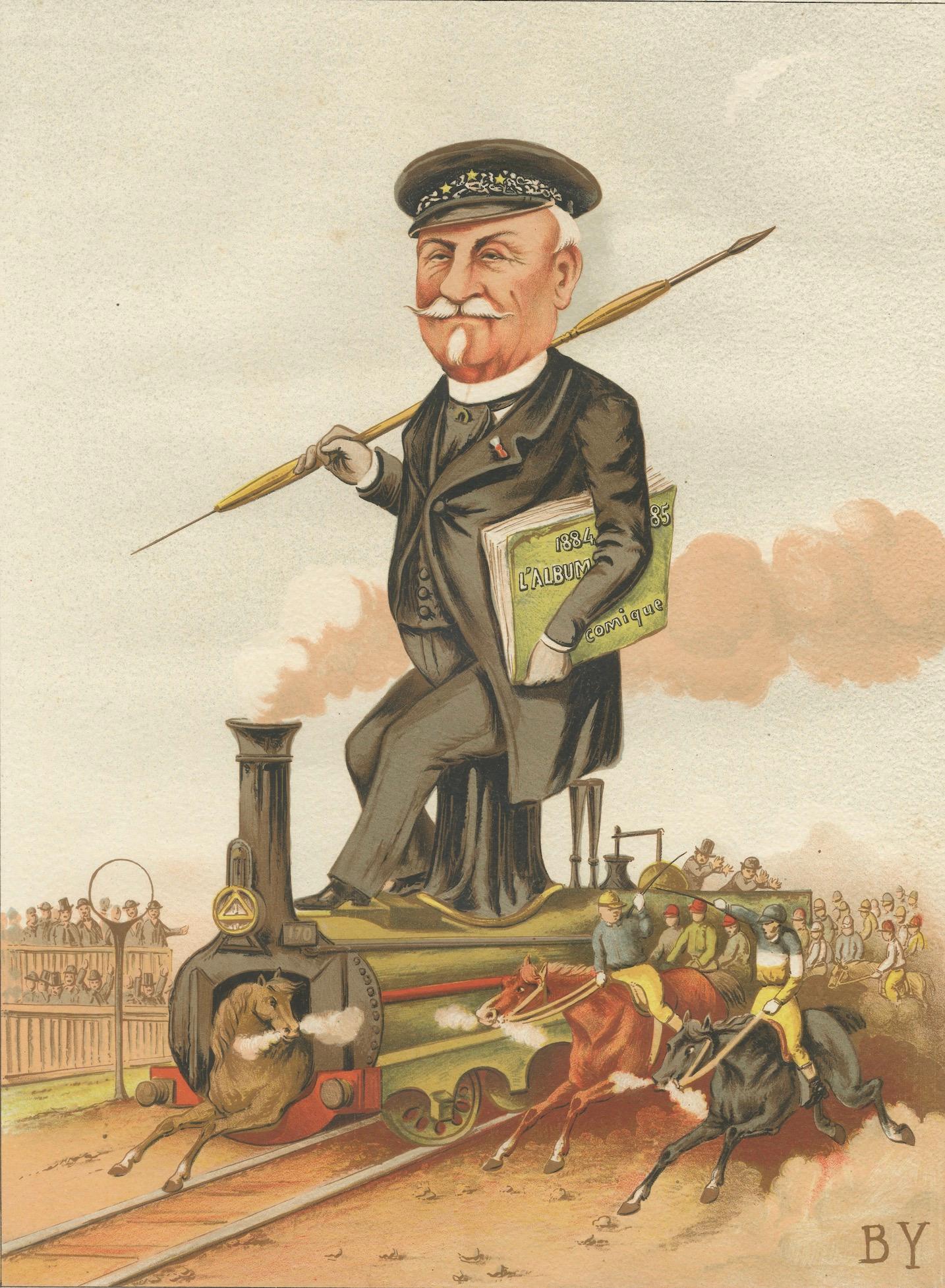 French Belle Époque Caricature, Mr Bisetzky Chromolithograph, Album Comique 1885