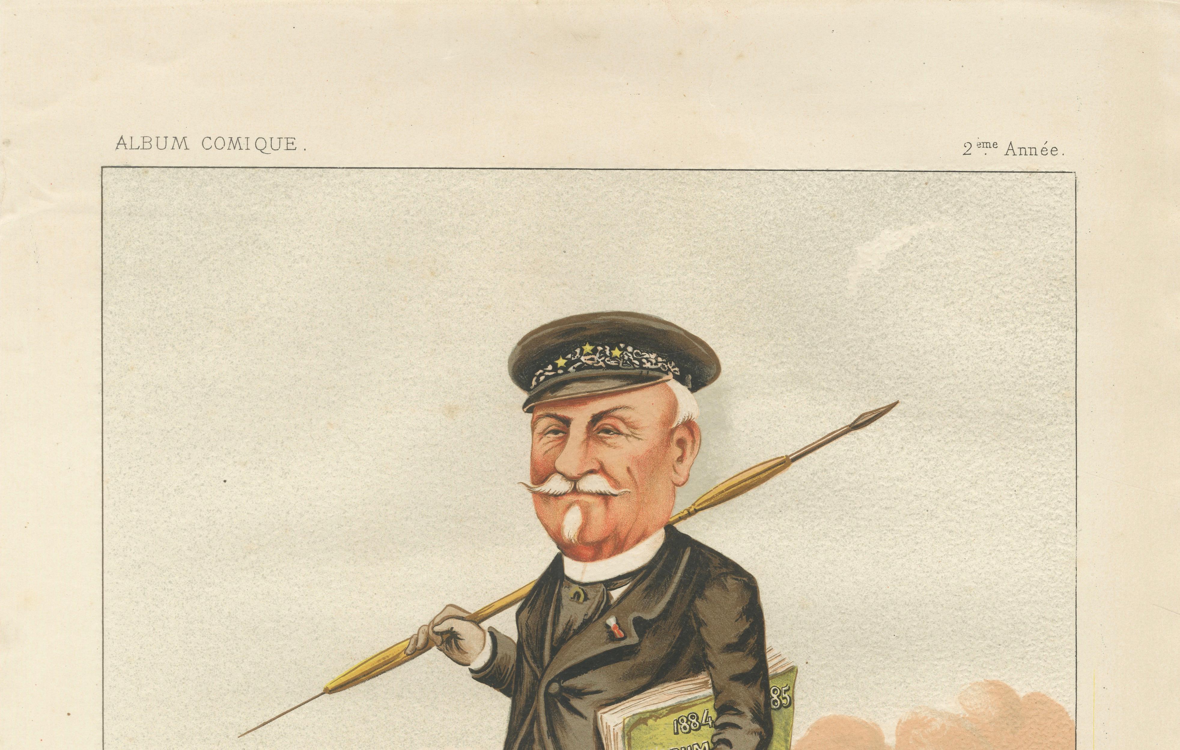 French Belle Époque Caricature, Mr Bisetzky Chromolithograph, Album Comique 1885