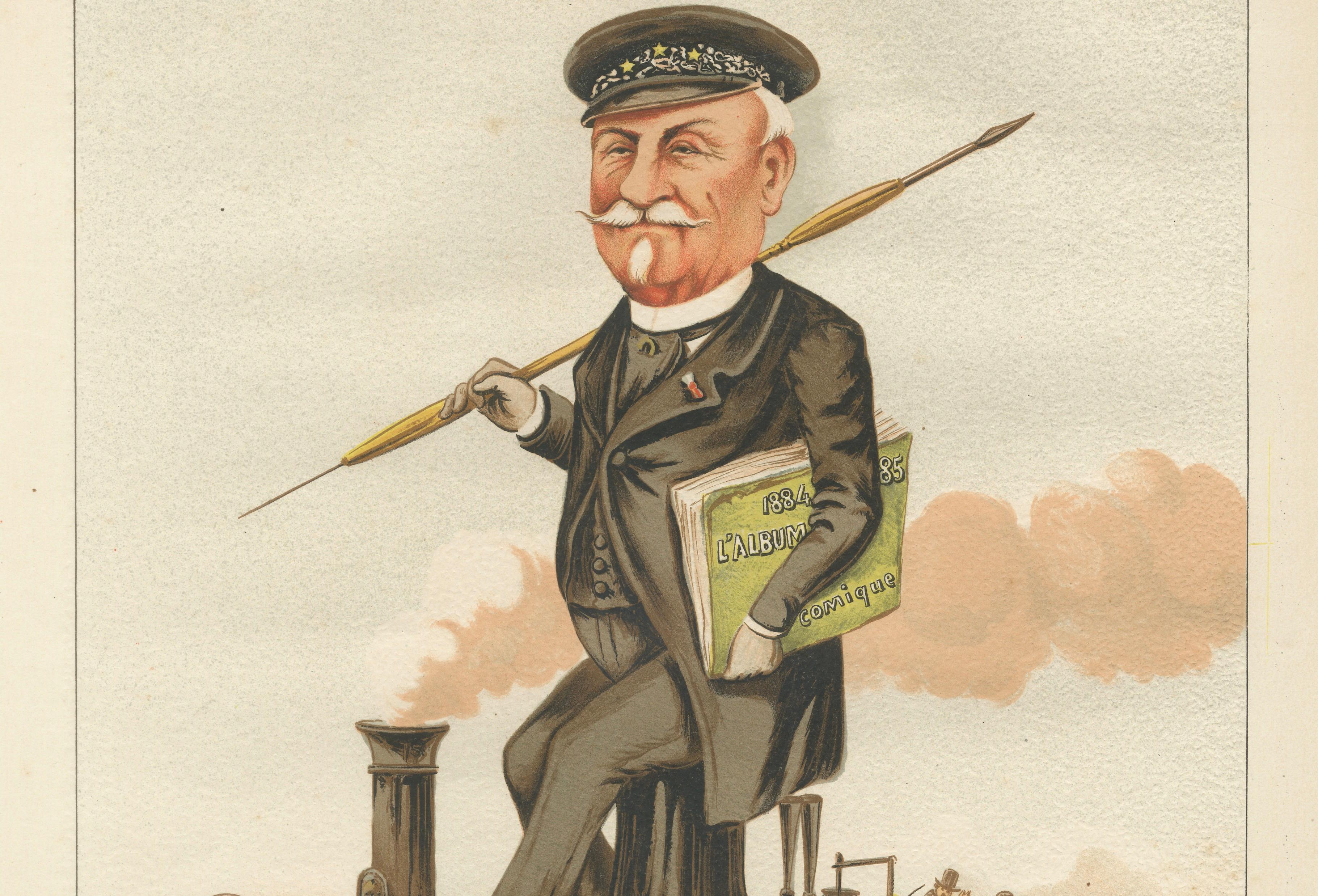 French Belle Époque Caricature, Mr Bisetzky Chromolithograph, Album Comique 1885