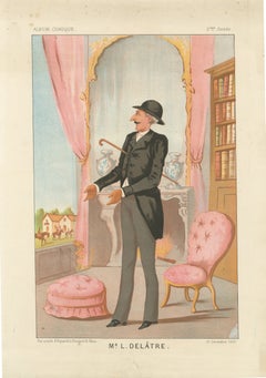 French Belle Époque Caricature, Mr L. Delâtre Chromolithograph, 1885