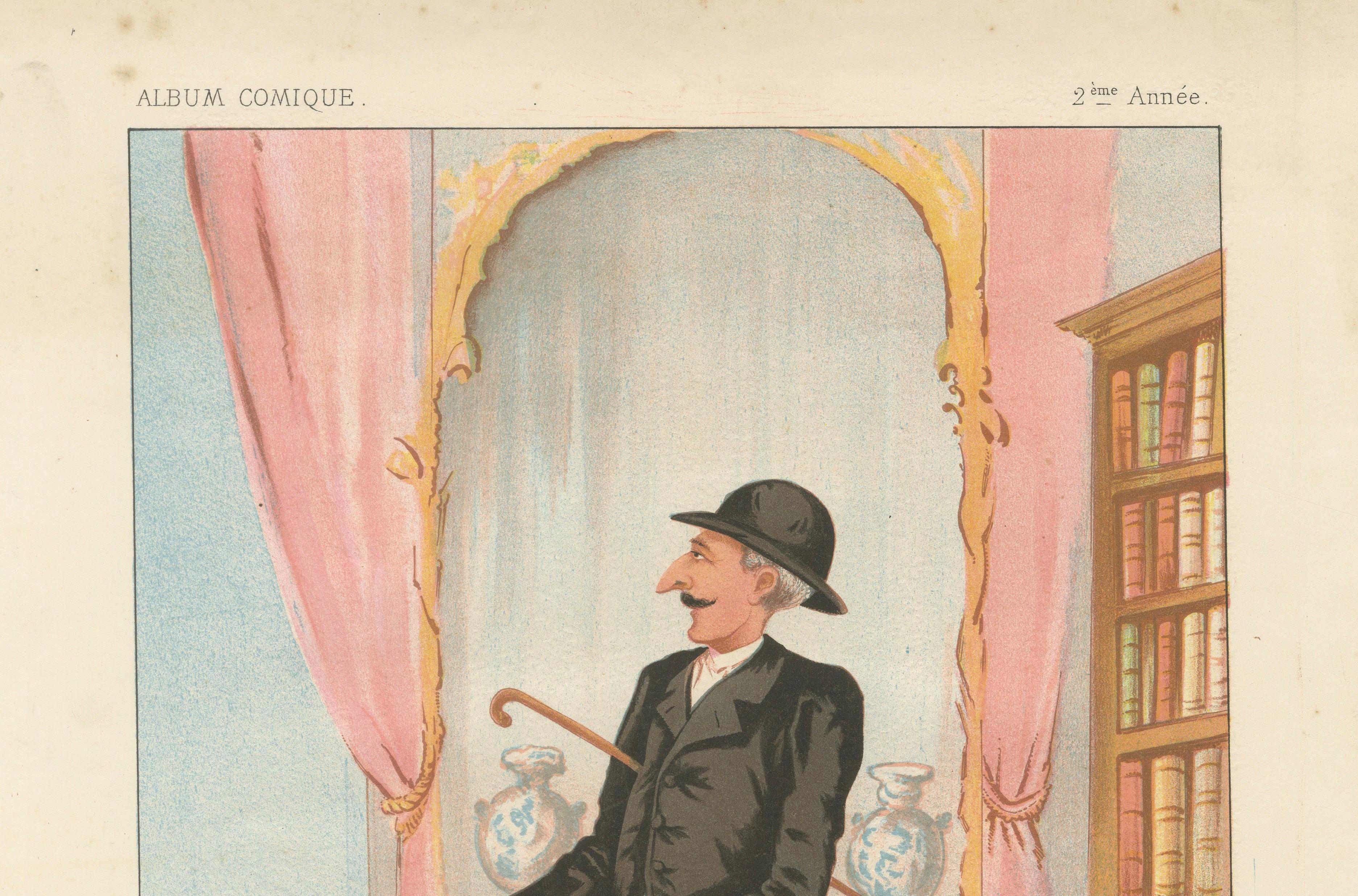 French Belle Époque Caricature, Mr L. Delâtre Chromolithograph, 1885