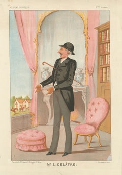 French Belle Époque Caricature, Mr L. Delâtre Chromolithograph, 1885