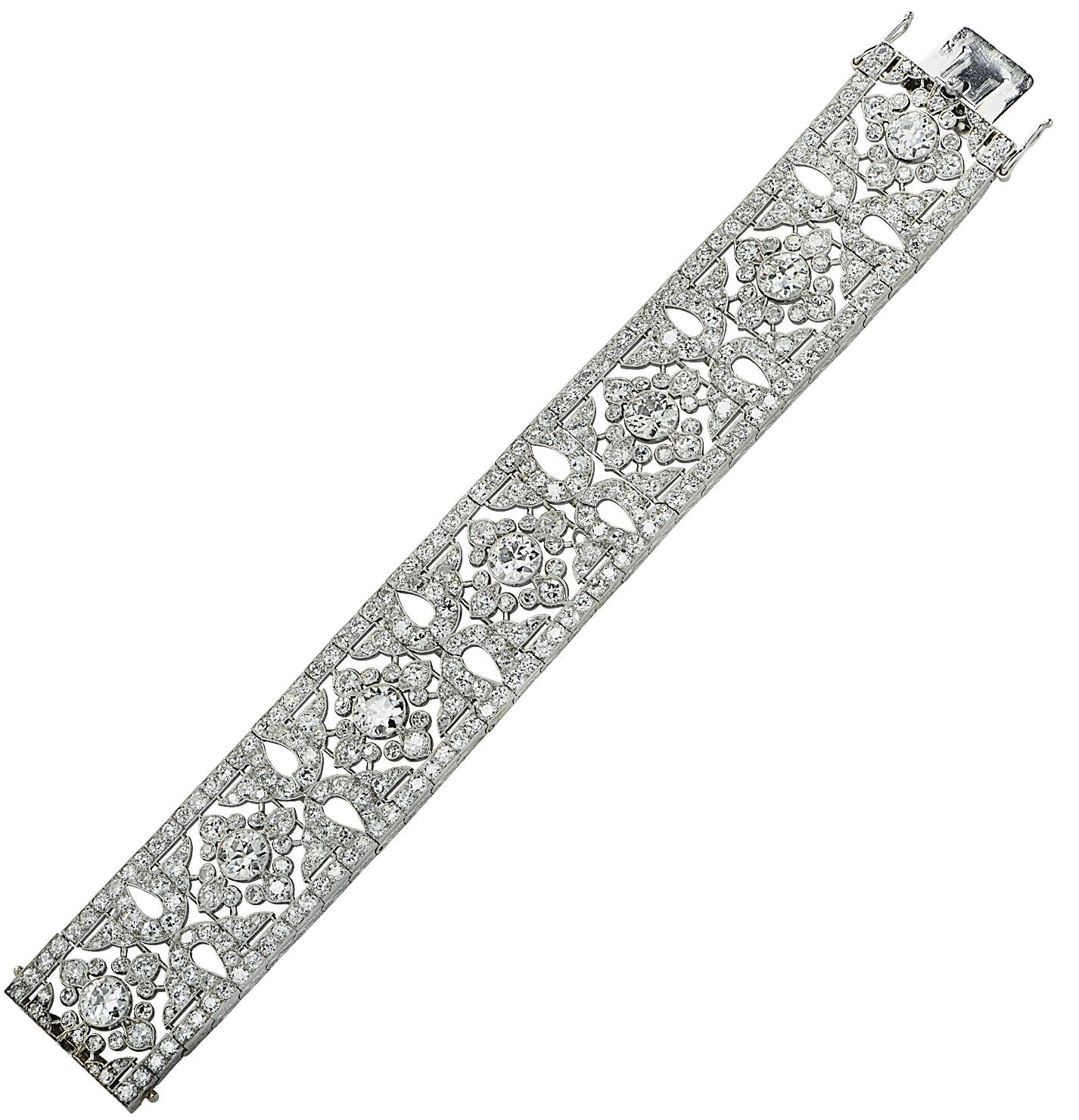 Taille vieille Europe Bracelet Cartier Belle Époque en diamants de 40 carats taille ancienne européenne en vente