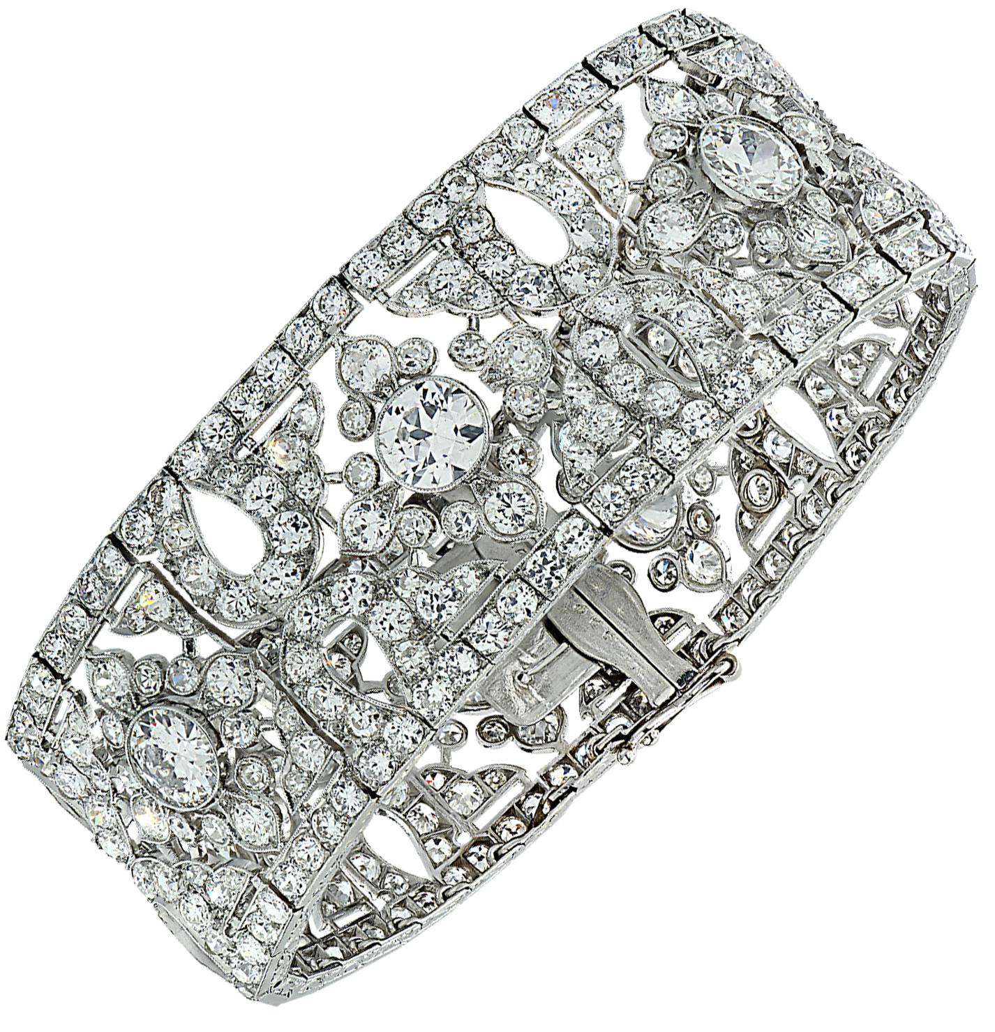 Französische Belle Époque Cartier 40 Karat Old European Cut Diamantarmband Damen im Angebot