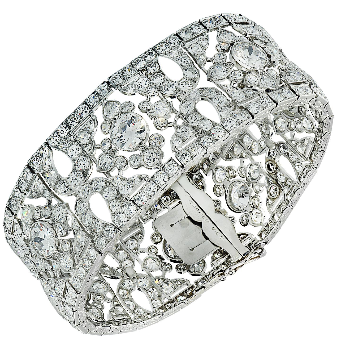 Bracelet Cartier Belle Époque en diamants de 40 carats taille ancienne européenne en vente 3