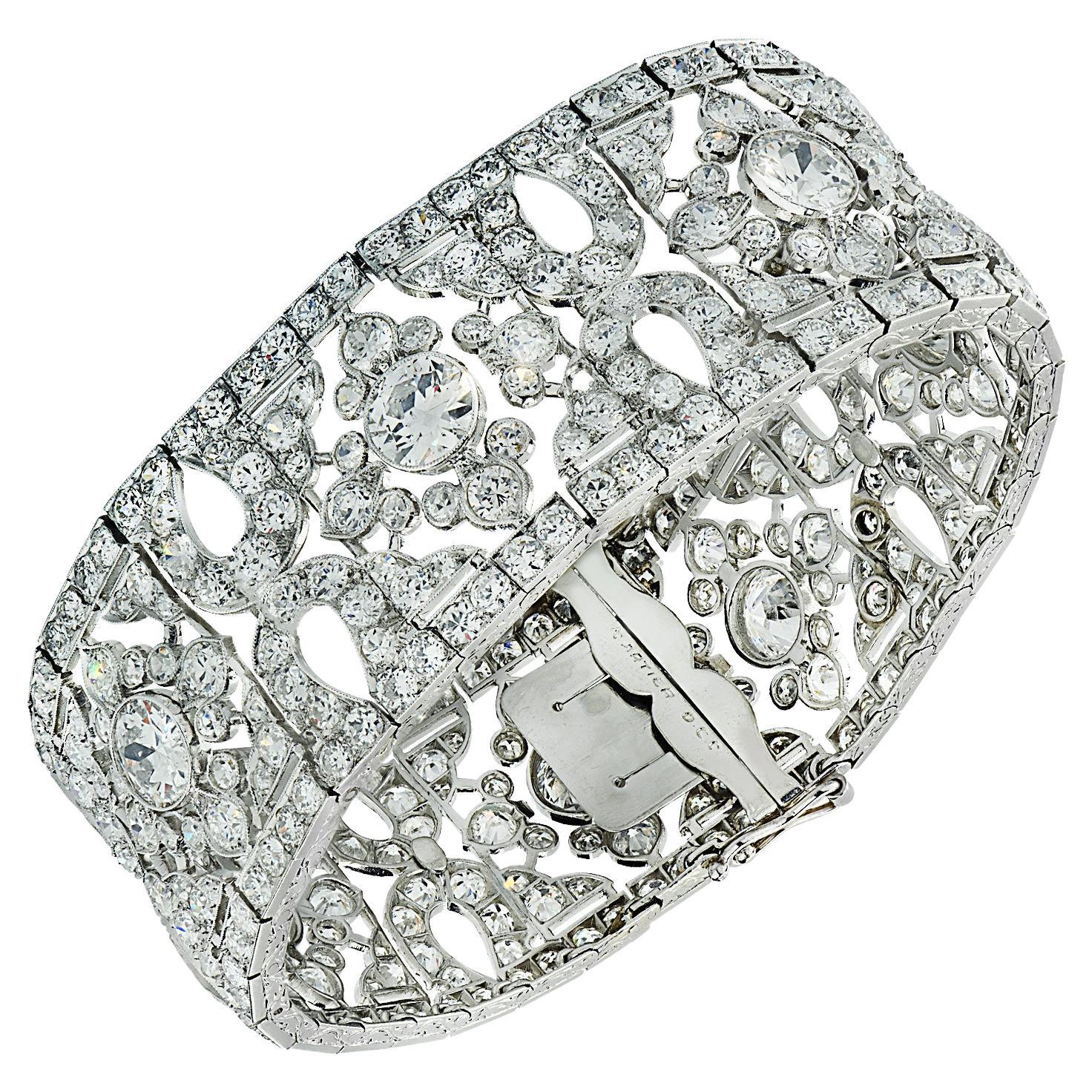 Französische Belle Époque Cartier 40 Karat Old European Cut Diamantarmband im Angebot