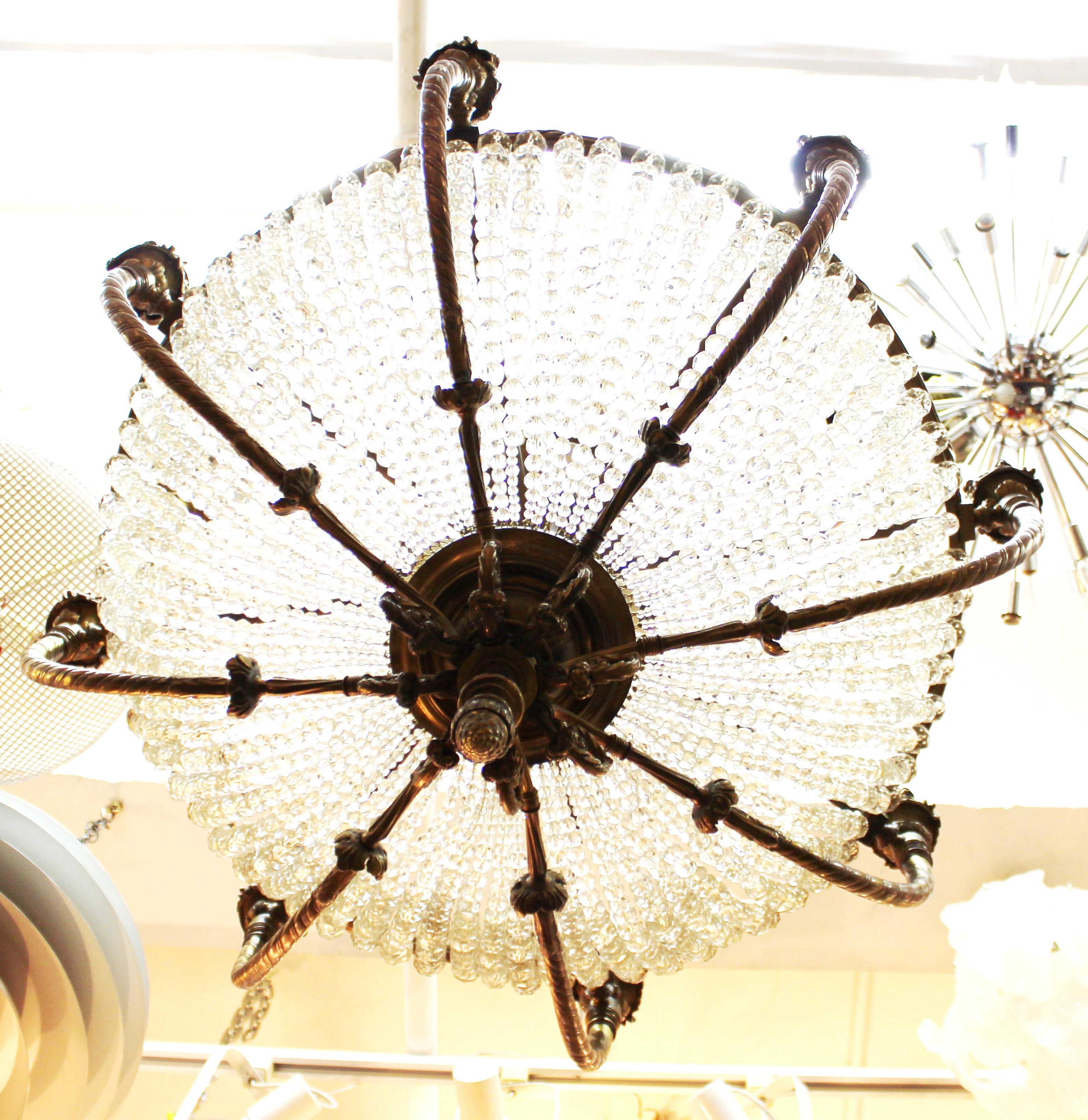 French Belle Epoque Chandelier in Bronze and Crystal 6