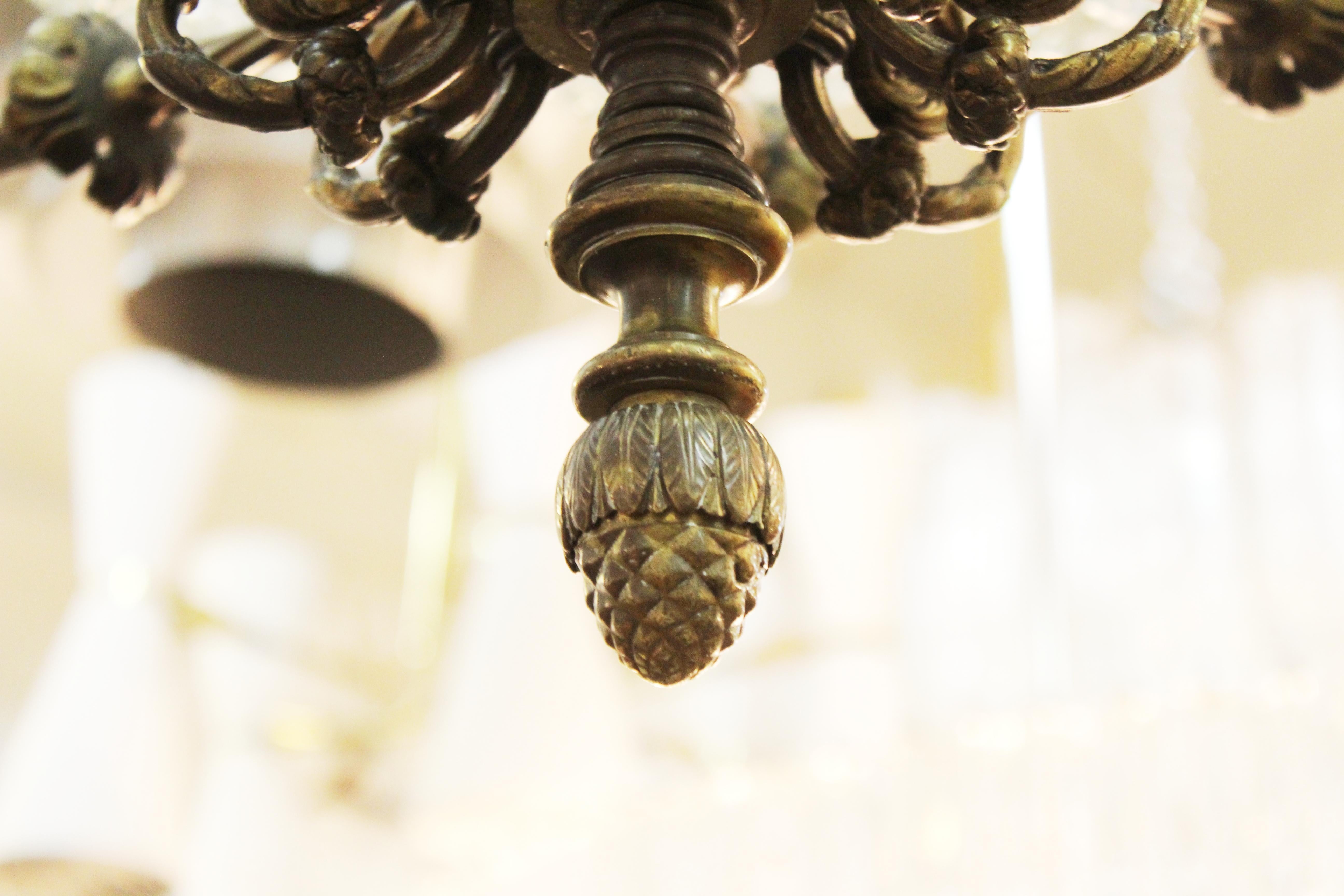 French Belle Epoque Chandelier in Bronze and Crystal 3