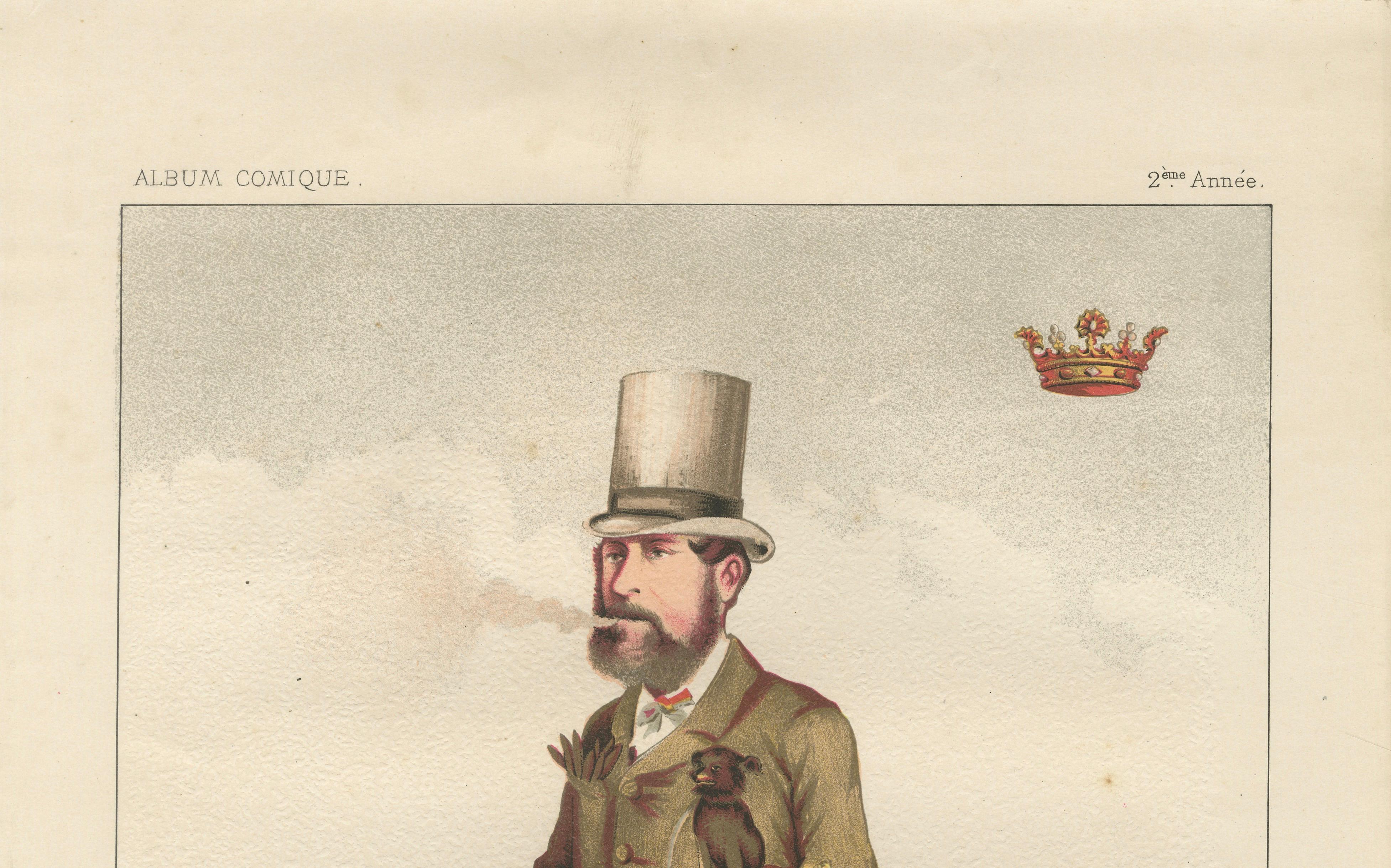 French Belle Époque Circus Caricature, Marquis Maison Chromolitho Print, 1885