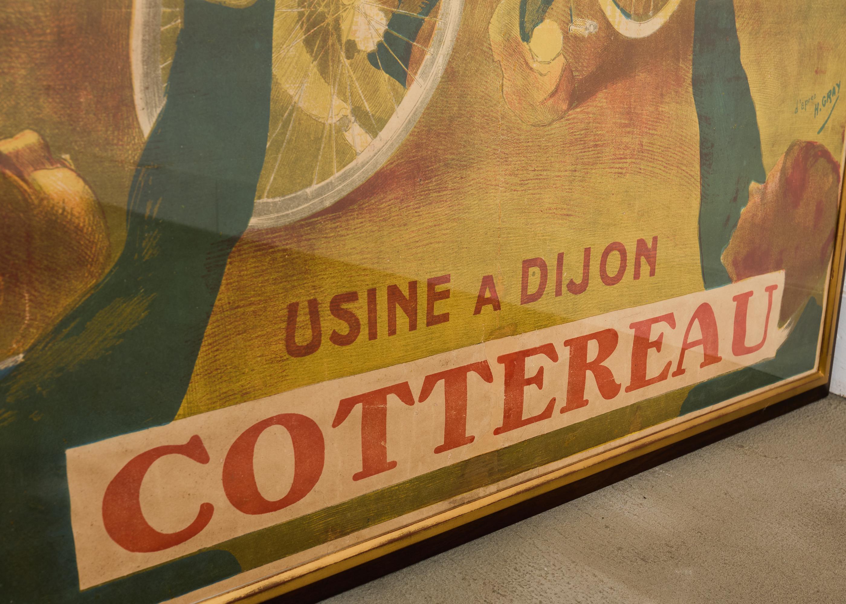 French Belle Epoque Cottereau Fahrrad Werbung Poster im Zustand „Gut“ im Angebot in Rio Vista, CA