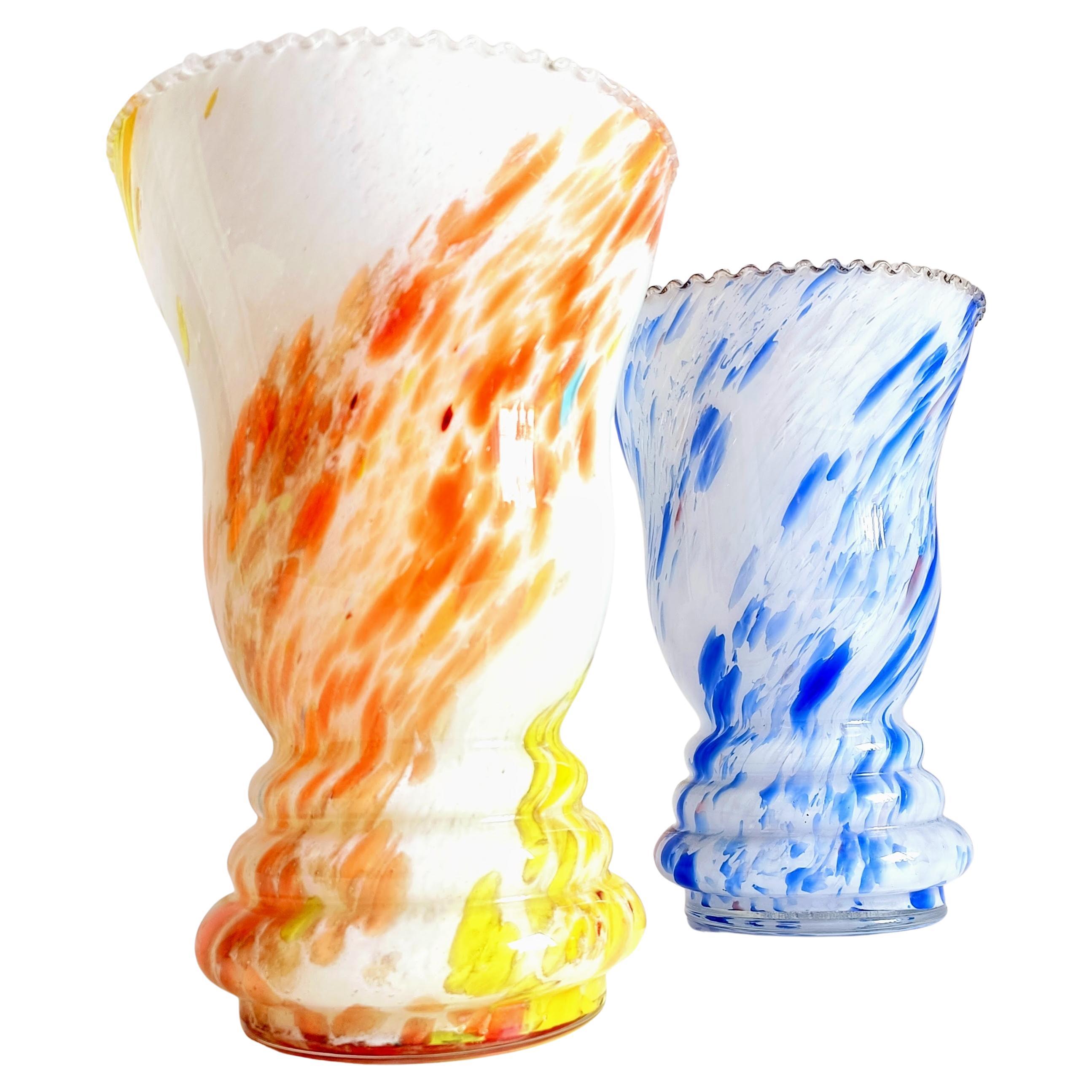 Pair of Cristallerie de Clichy Glass Vases, Late 19th Century

An exceptional pair of handmade glass vases by Cristallerie de Clichy, France, dating to the late 19th century. A quintessential example of Belle Époque design, with vibrant colors and