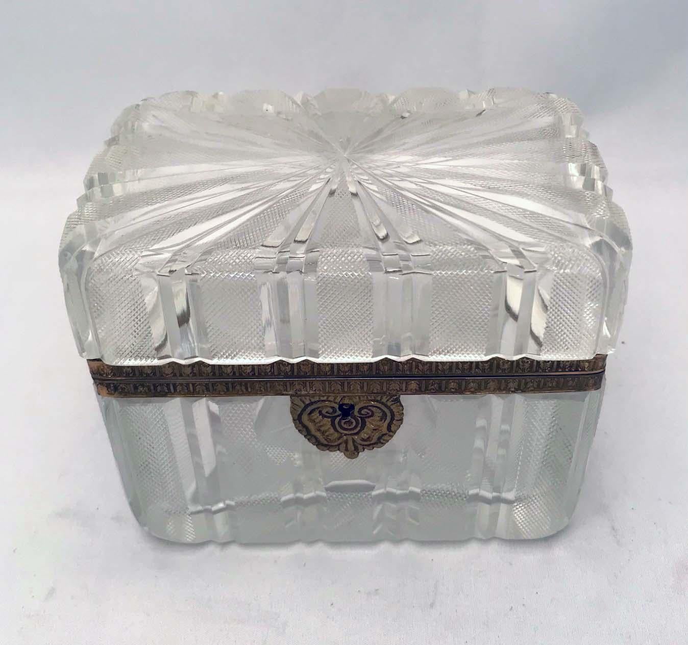Hand-Crafted  French  Belle Epoque Crystal  Casket, with Bronze Mounts For Sale