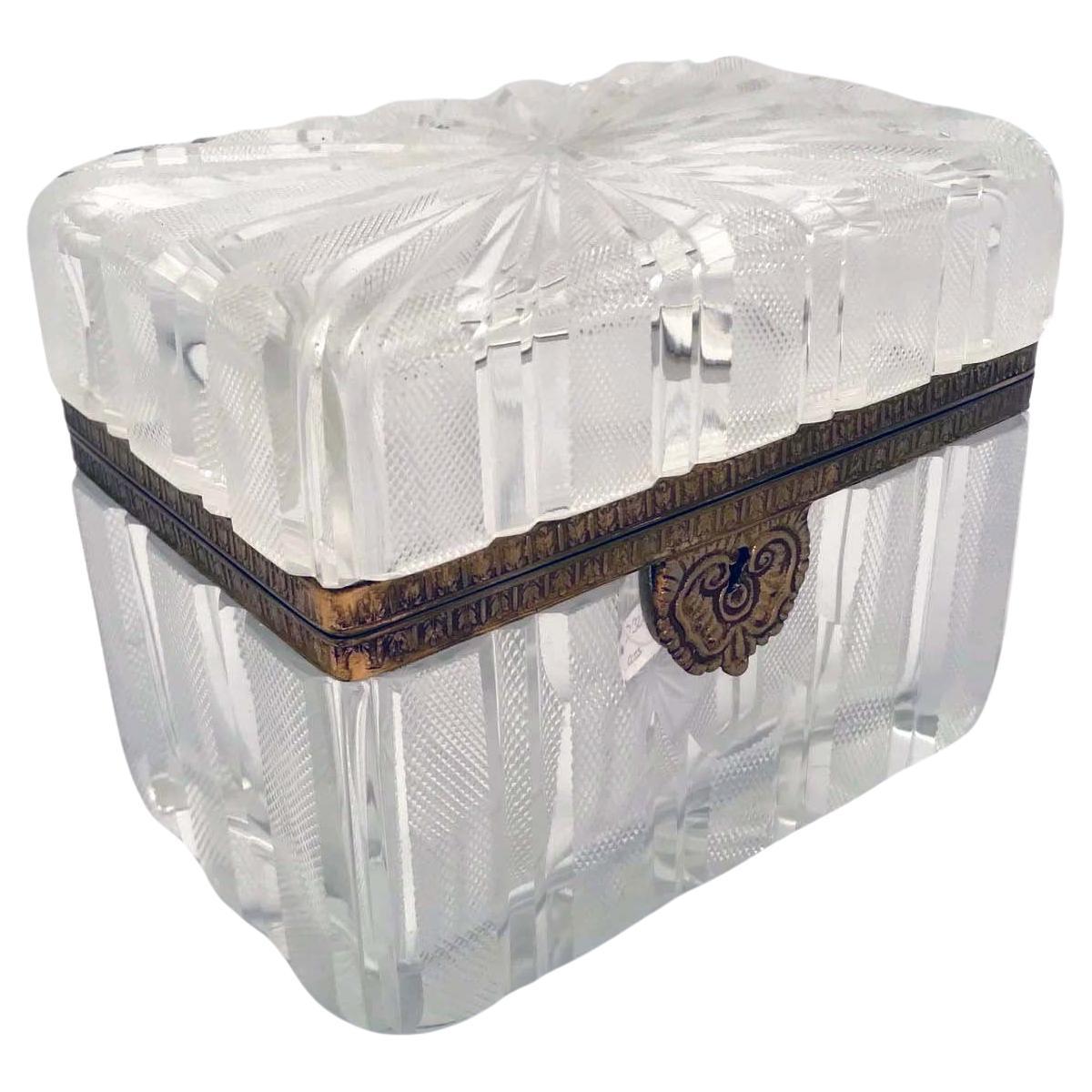  French  Belle Epoque Crystal  Casket, with Bronze Mounts