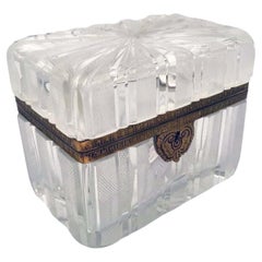 Antique  French  Belle Epoque Crystal  Casket, with Bronze Mounts