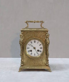 French Belle Époque Decorative Brass Mantel Clock by Japy Freres