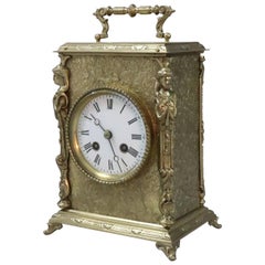 French Belle Époque Decorative Brass Mantel Clock by Japy Freres