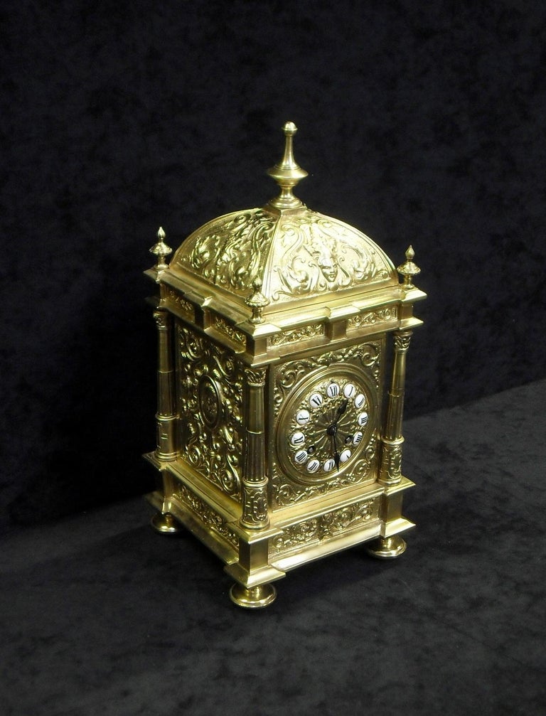 French Belle Époque Decorative Brass Mantel Clock For Sale ...
