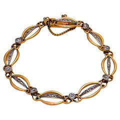 French Belle Epoque diamond 18k yellow gold and platinum bracelet