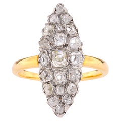 Bague française Belle Époque en or jaune 18 carats avec diamants